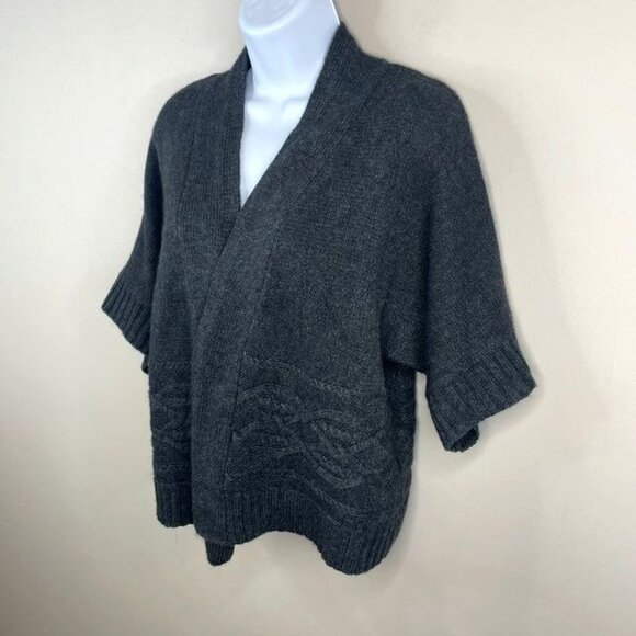 Vintage Womens Angora Wool Celtic Cable Knit Open Cardigan Sweater Large Neutral - Picture 5 of 9